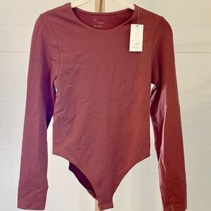 A New Day Women's Long Sleeve Seamless Bodysuit - Rust S NWT